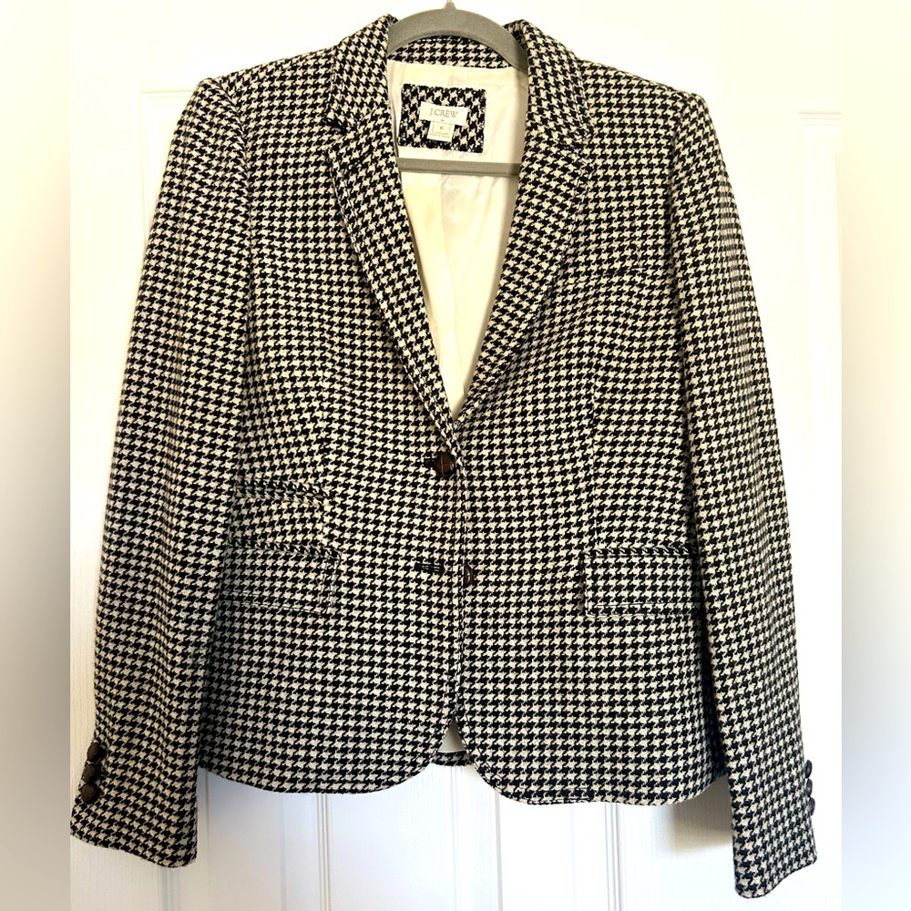 J. Crew Factory Black and White Houndstooth Blazer